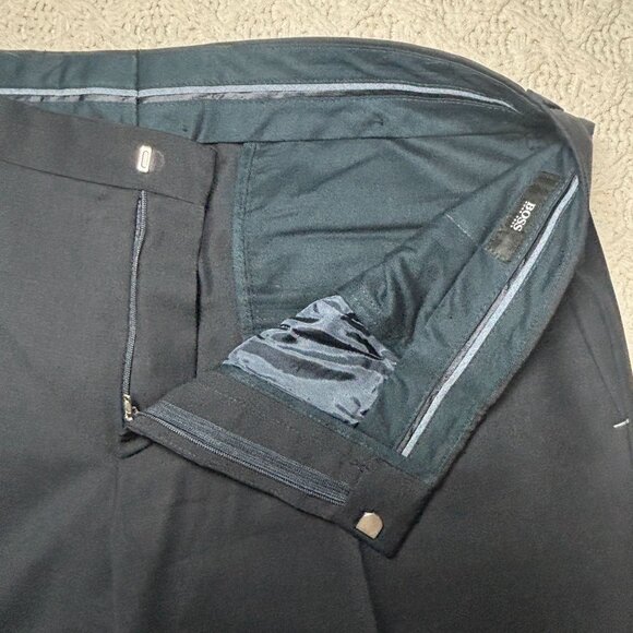 Hugo Boss Mens Modern Fit Wool Pants Size w36 L31 Navy Blue Flat Front Trousers - Picture 6 of 12